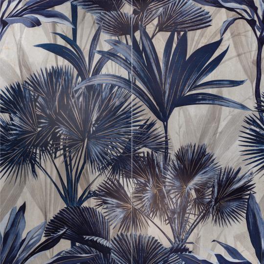 modra tapeta palma efekt dlazdice set sprcha mediteransky rastlina botanika prirodny.jpg